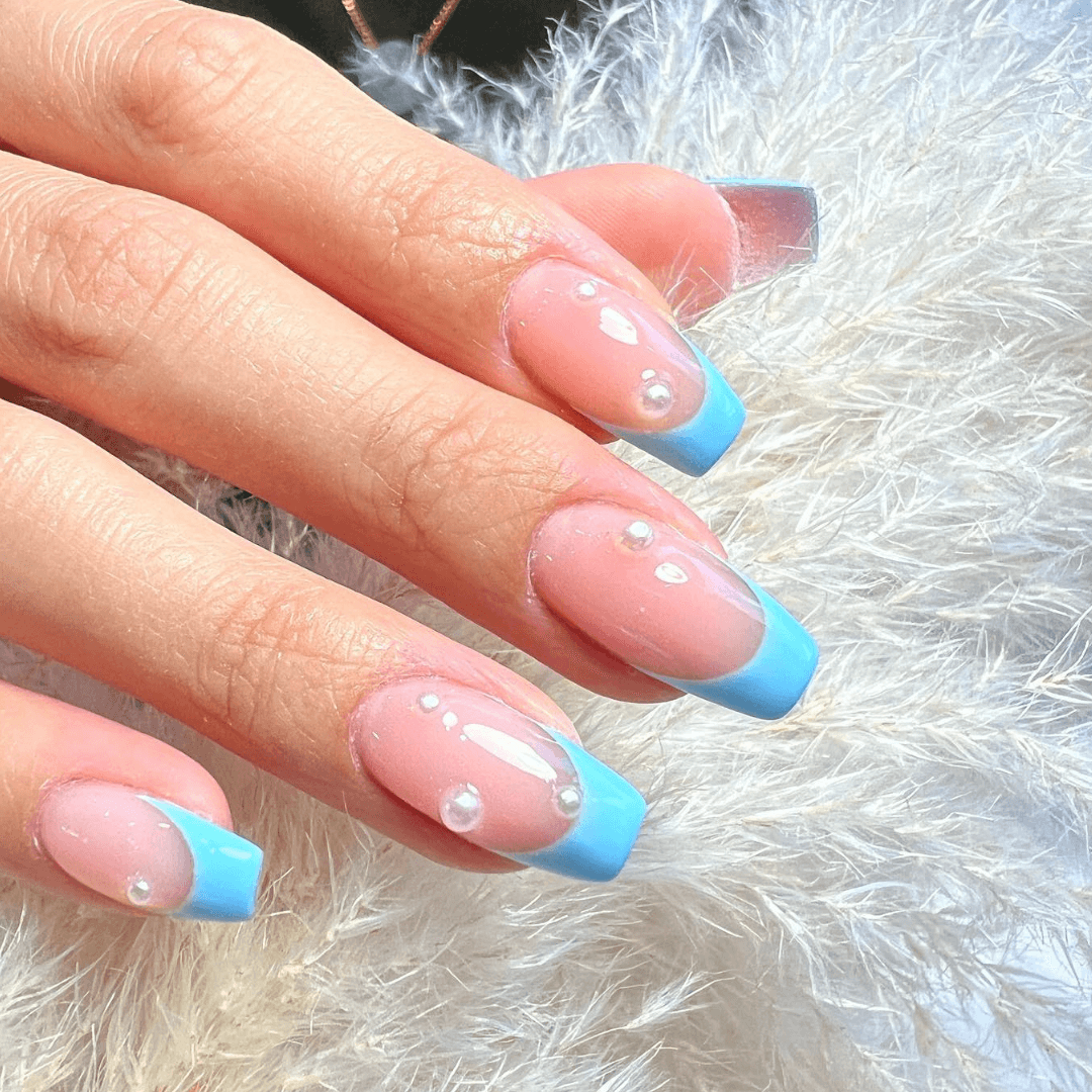 Blue French Manicure